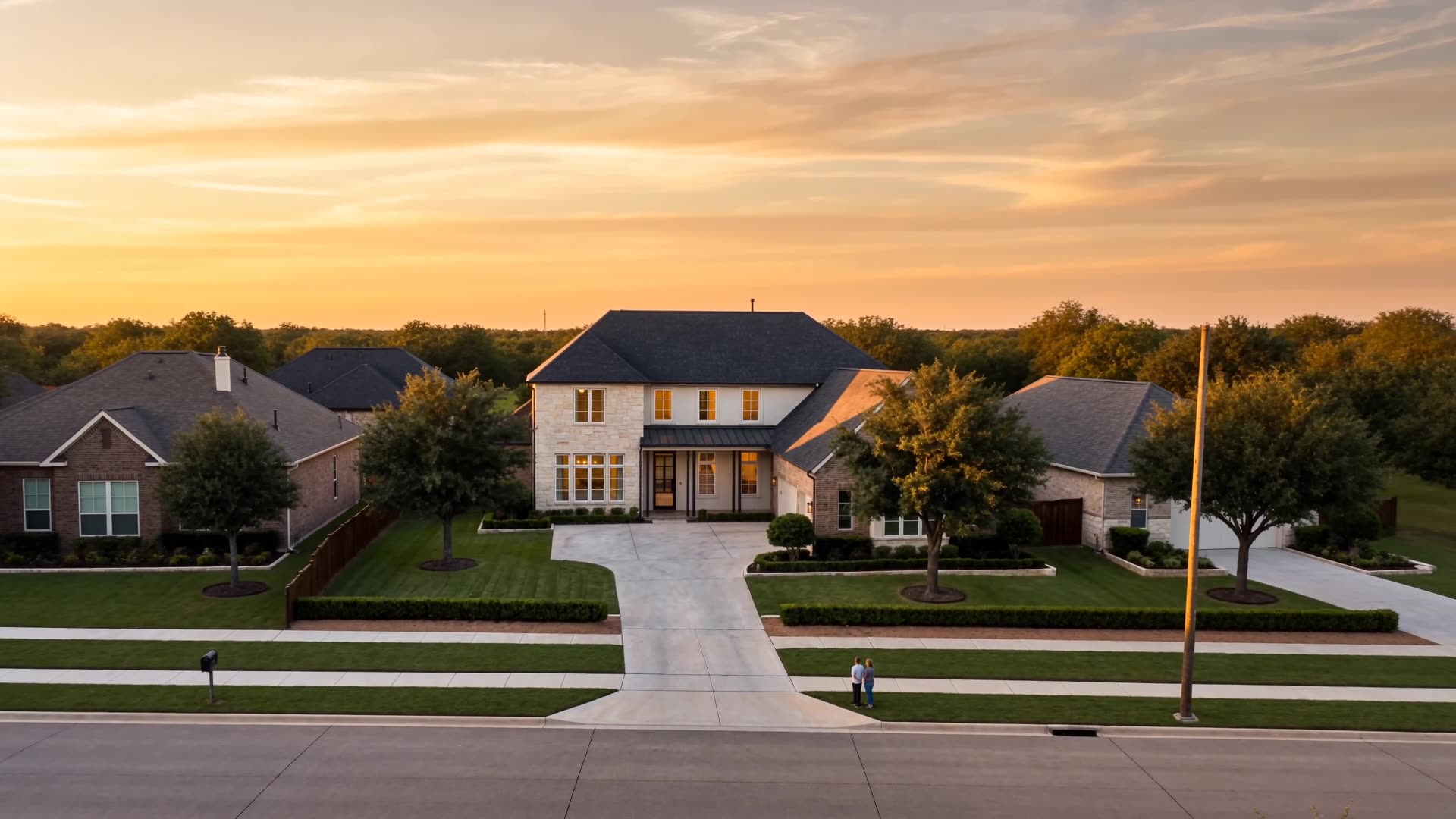 The same Texas home after a completed Cedar Spur Roofing installation, with a clean new architectural shingle roof.